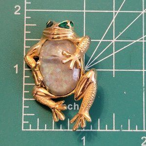 Adorable Jelly Belly Frog Brooch // Glass Art // **cracked**